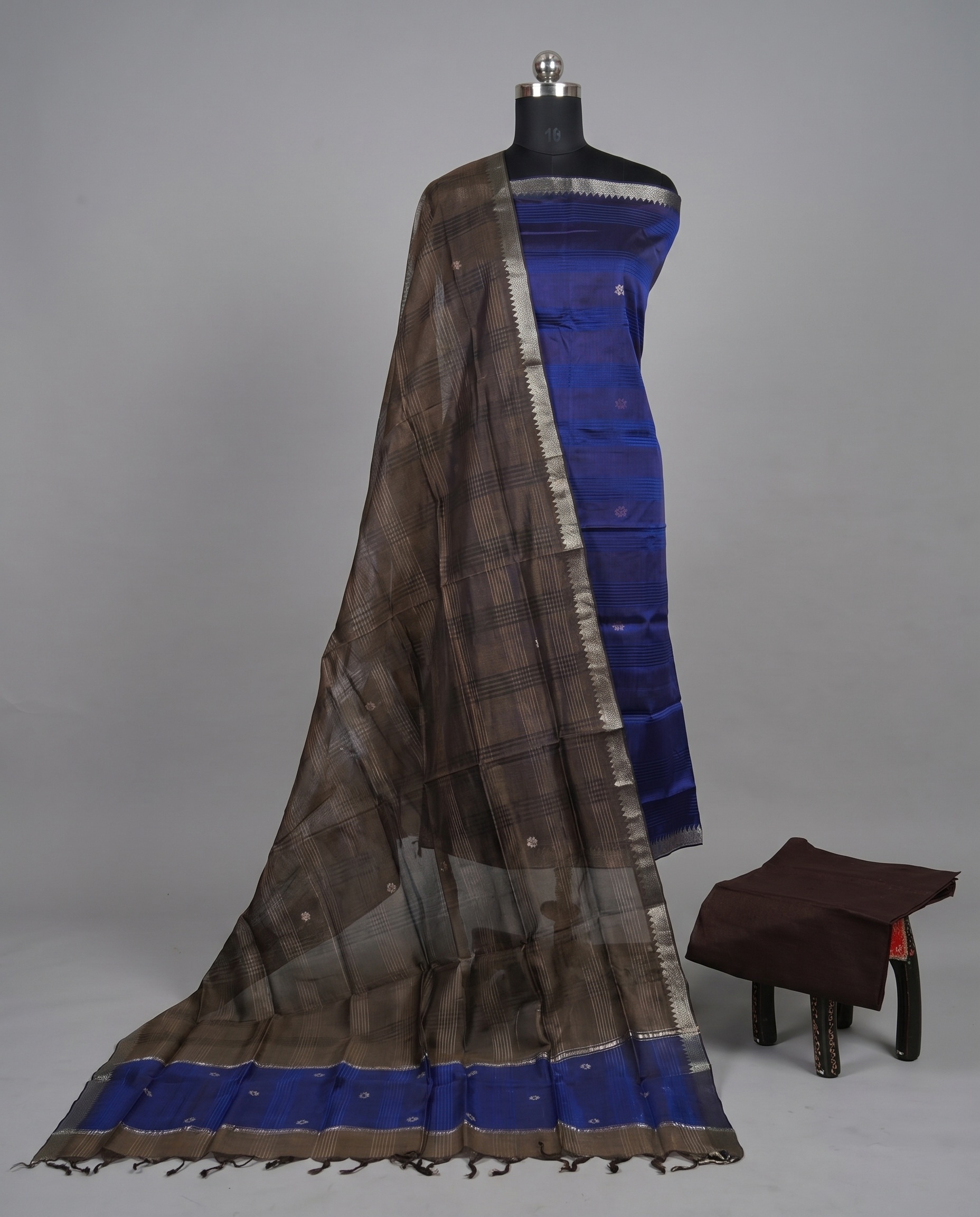 Handloom Silk Zari Butta Dress Material