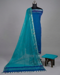 HANDLOOM COTTON NIZAM BORDER - Turquoise Blue