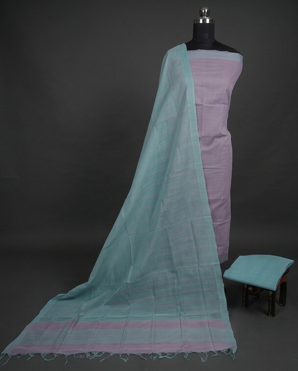 HANDLOOM COTTON CHUDI SETS - Lilac with Teal