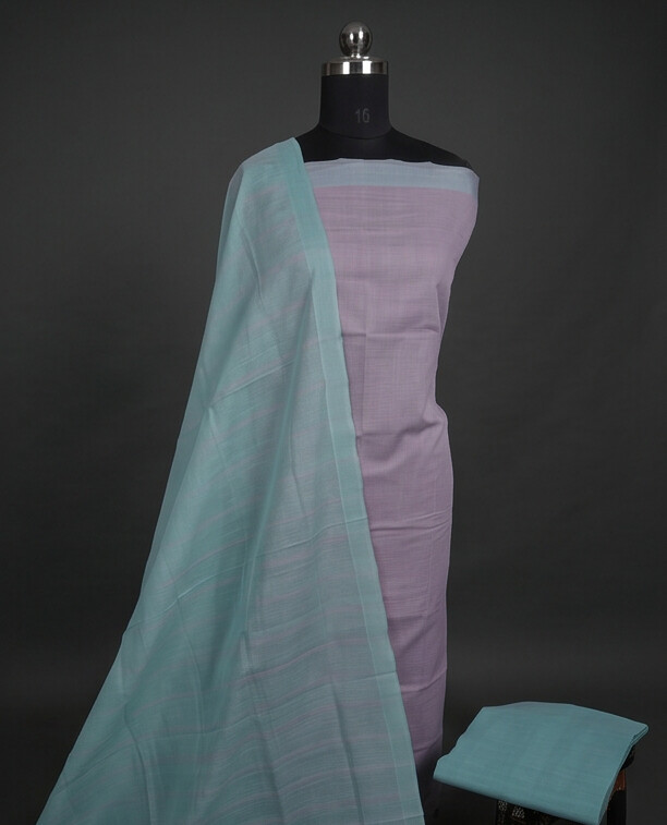 HANDLOOM COTTON CHUDI SETS - Lilac with Teal