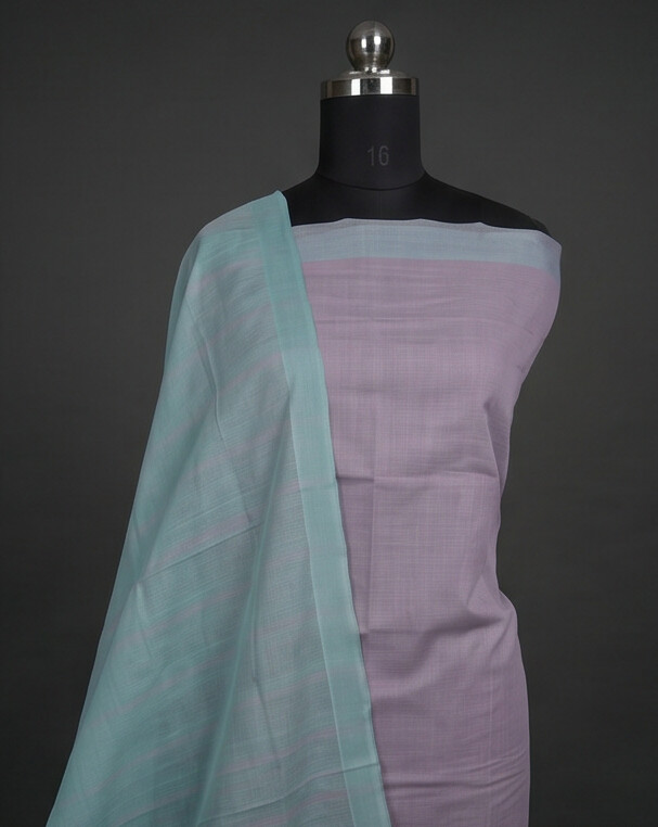 HANDLOOM COTTON CHUDI SETS - Lilac with Teal