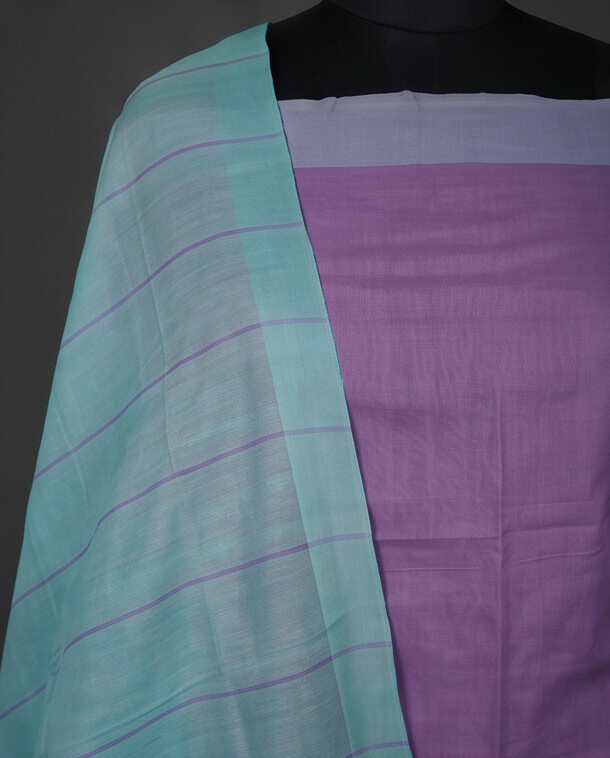 HANDLOOM COTTON CHUDI SETS - Dark Lilac with Teal
