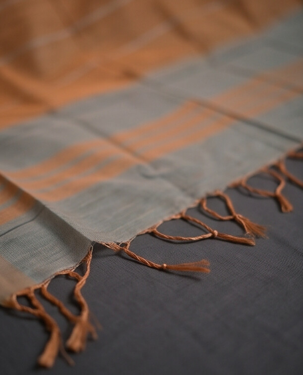 HANDLOOM COTTON CHUDI SETS - Grey with Orange