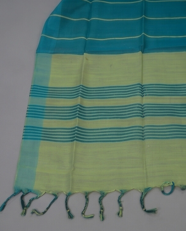 HANDLOOM COTTON CHUDI SETS - Light Green with Teal