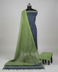 HANDLOOM COTTON CHUDI SETS - Gray with Olive Green