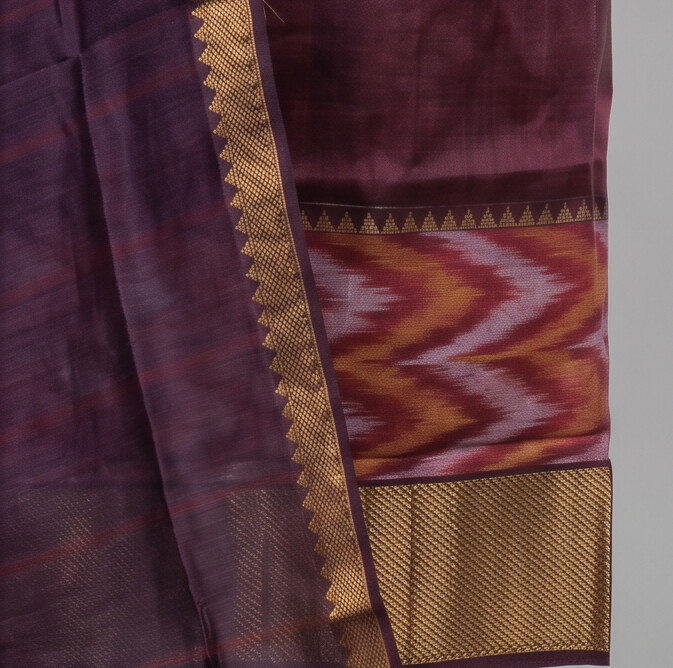 Handloom Silk Pochampally Border - Wine Purple