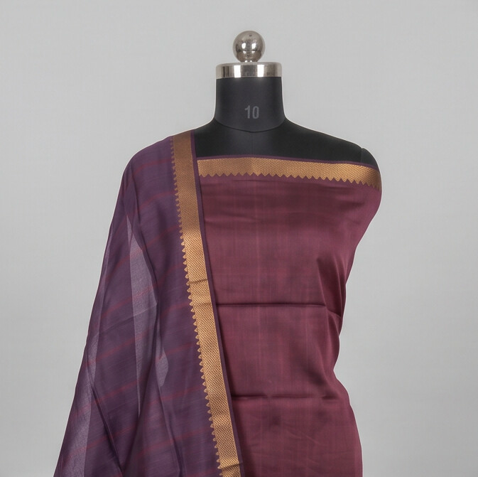 Handloom Silk Pochampally Border - Wine Purple