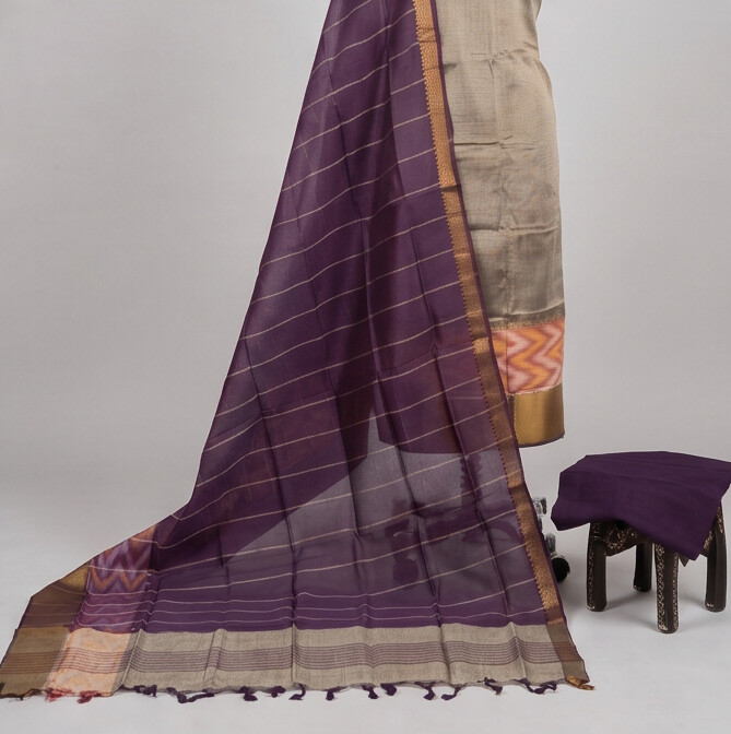 Handloom Silk Pochampally Border - Antique Gold