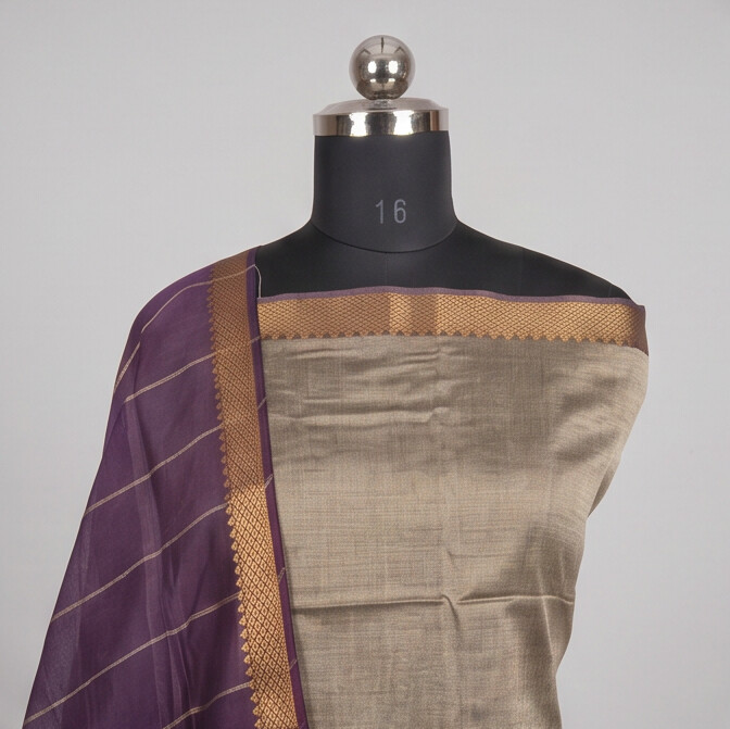 Handloom Silk Pochampally Border - Antique Gold