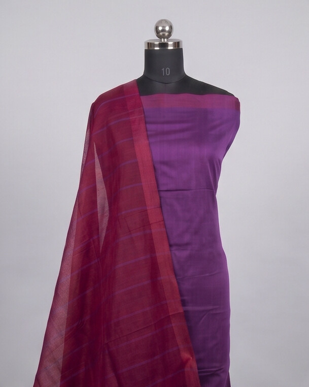HANDLOOM COTTON CHUDI SETS - Purple with Magenta