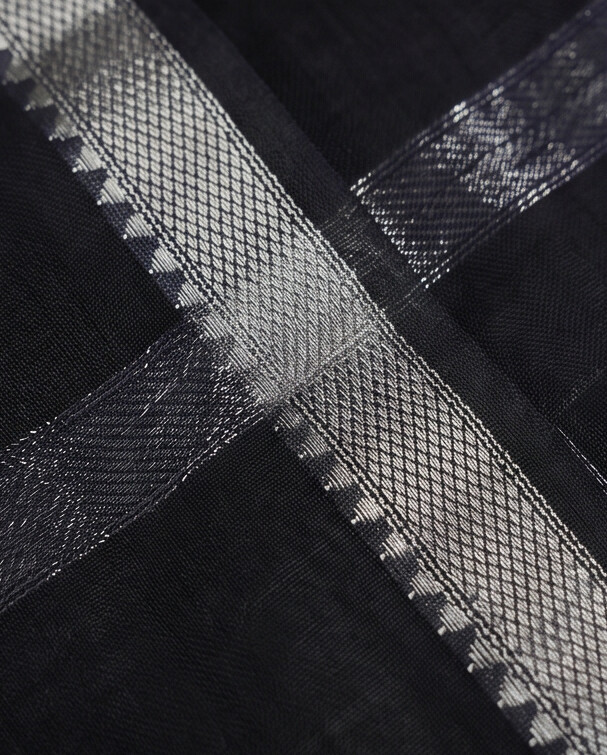 HANDLOOM COTTON NIZAM BORDER - Balck & Navy