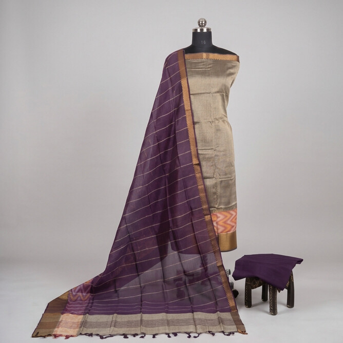 Handloom Silk Pochampally Border - Antique Gold