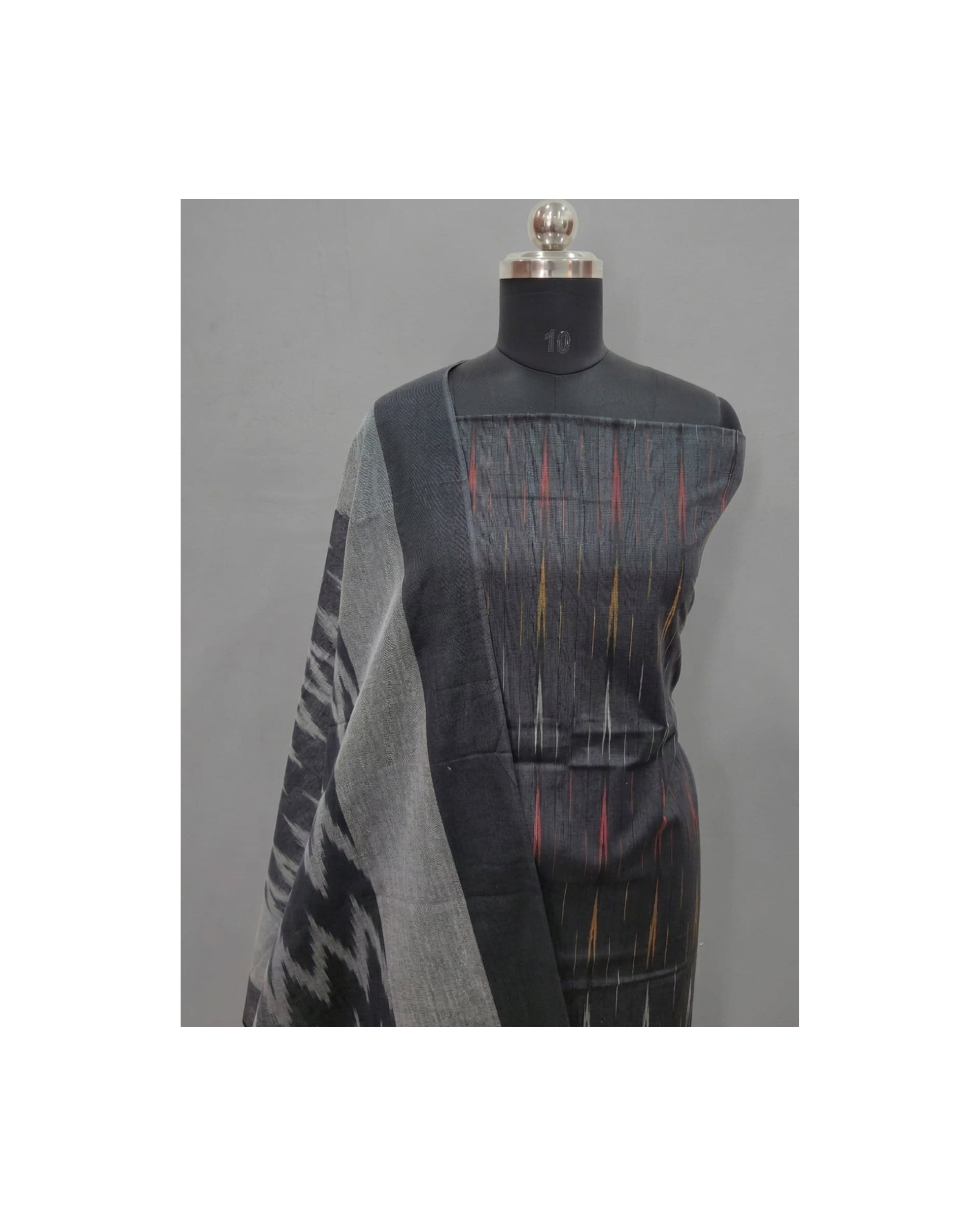 PURE IKKAT CHUDI SET- Charcoal Black