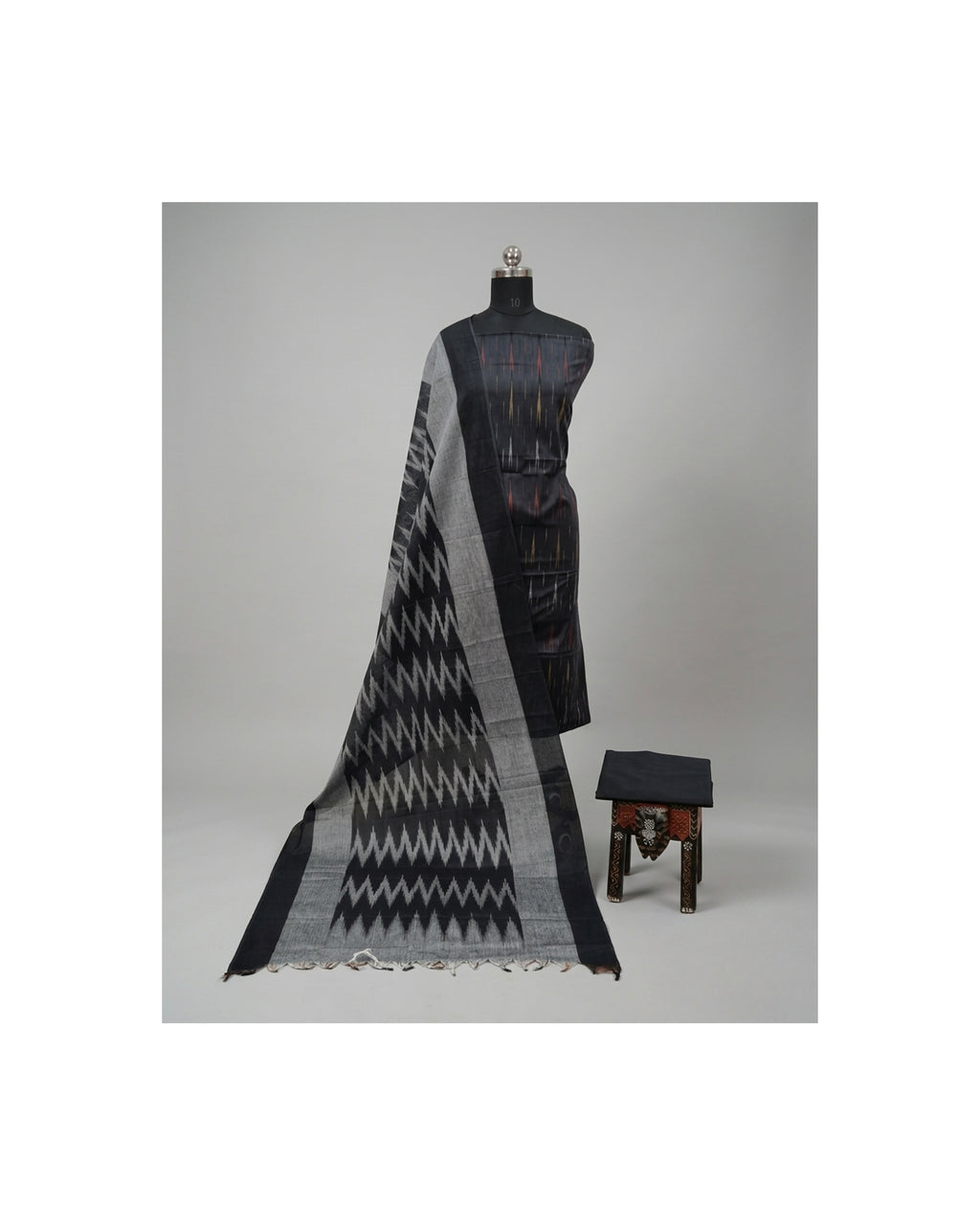 PURE IKKAT CHUDI SET- Charcoal Black