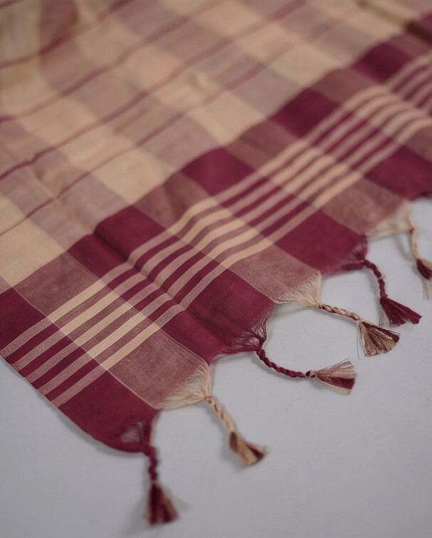HANDLOOM COTTON CHUDI SETS - Red & Beige Checks