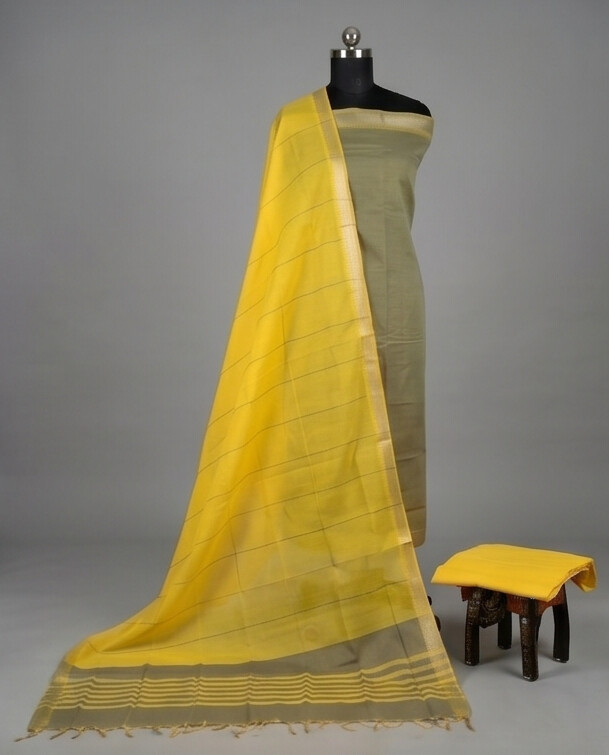 HANDLOOM COTTON NIZAM BORDER - Golden Yellow
