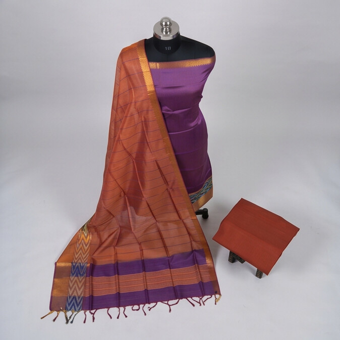 Handloom Silk Pochampally Border - Rust Orange
