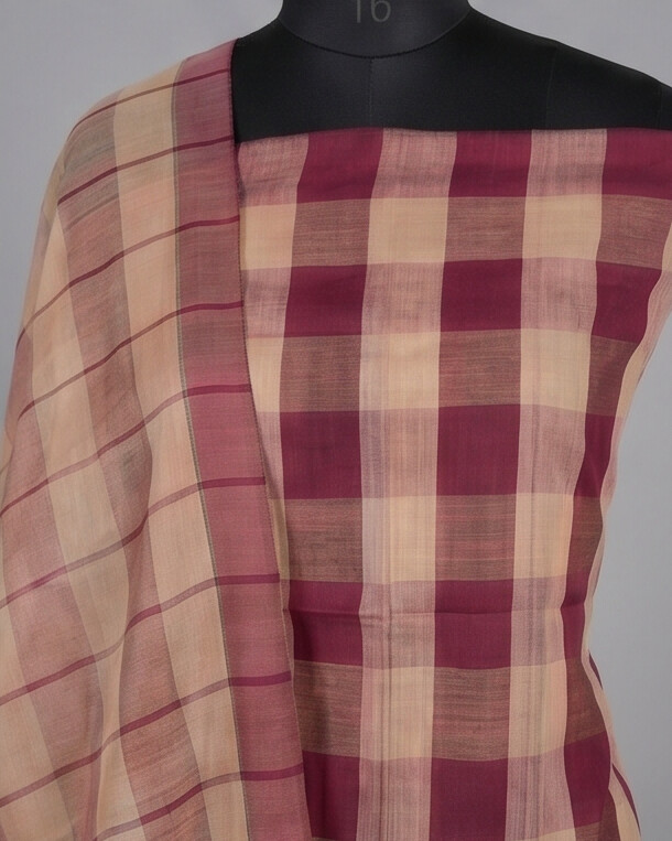 HANDLOOM COTTON CHUDI SETS - Red & Beige Checks