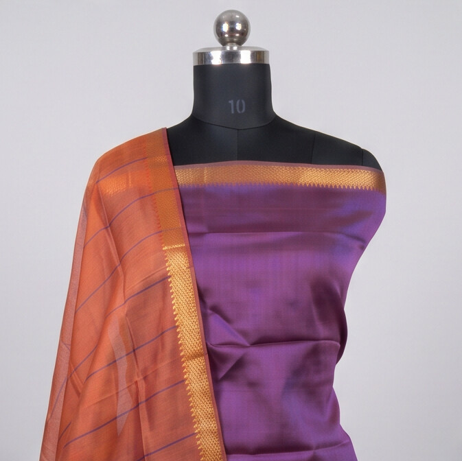 Handloom Silk Pochampally Border - Rust Orange