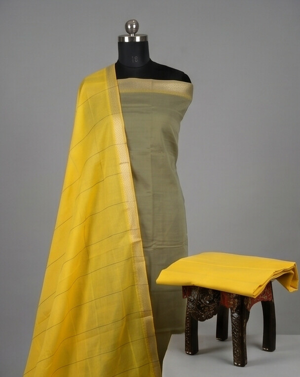 HANDLOOM COTTON NIZAM BORDER - Golden Yellow