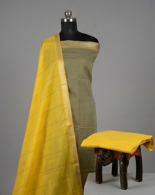 HANDLOOM COTTON NIZAM BORDER - Golden Yellow