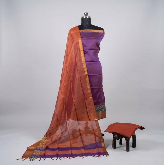 Handloom Silk Pochampally Border - Rust Orange