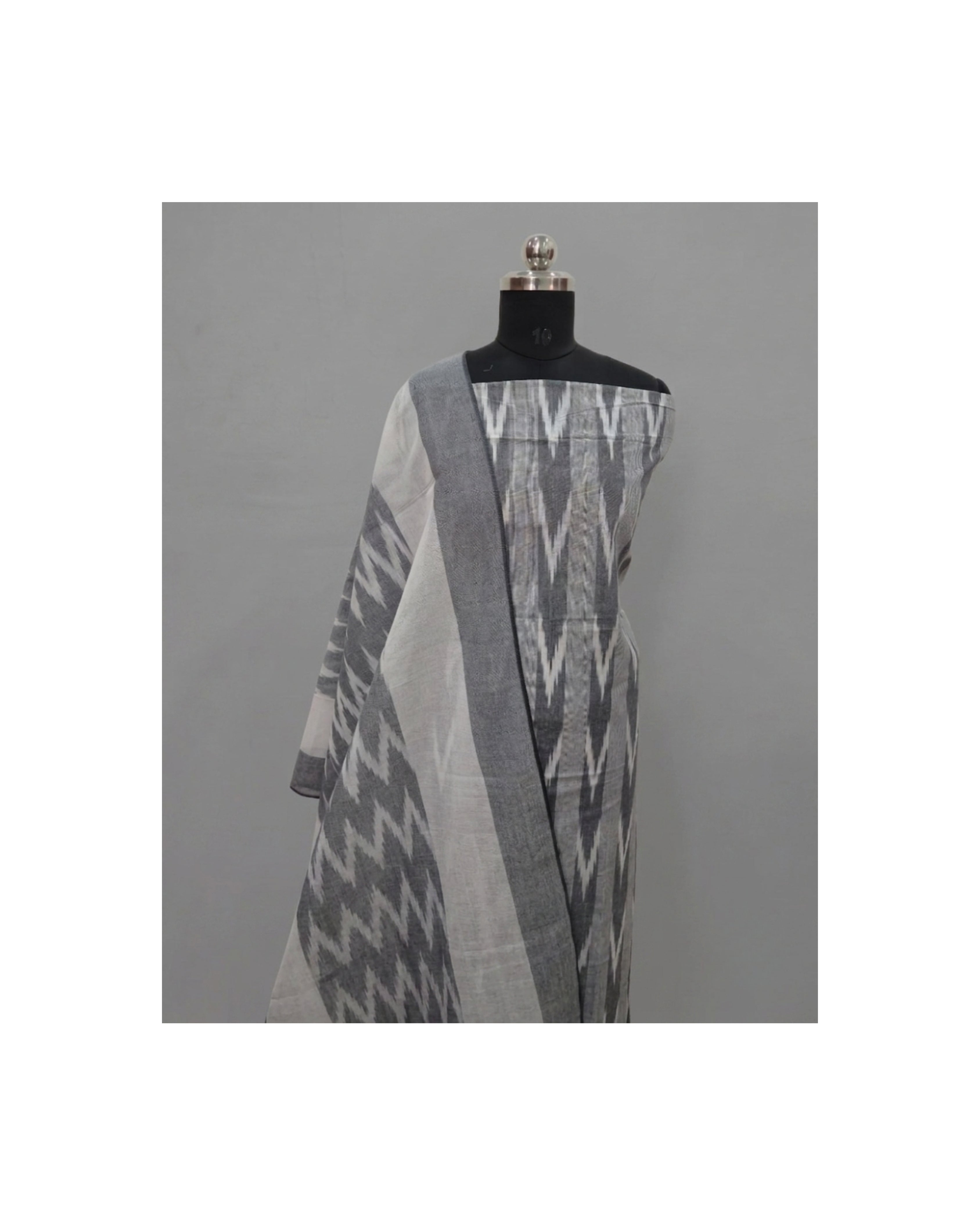 PUR IKKAT CHUDI SET - Steel Gray