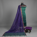 Handloom Silk Nizam Border Chudi Set - Green Purple