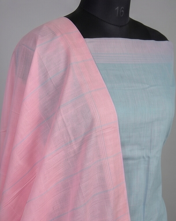 HANDLOOM COTTON CHUDI SETS - Gray with Pink