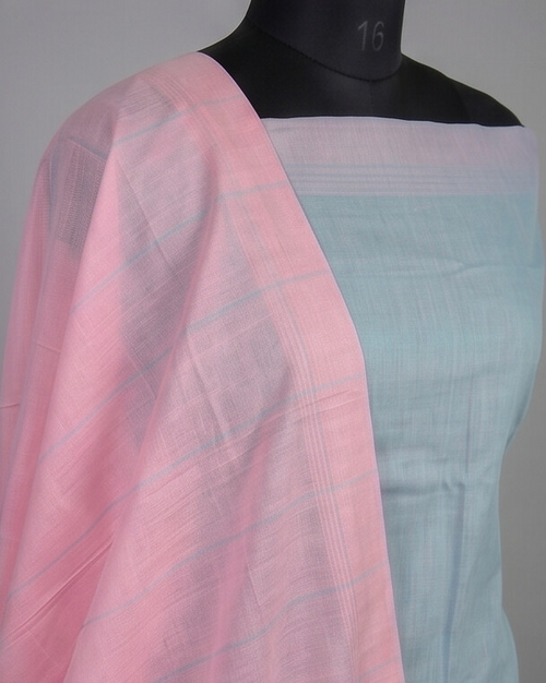 HANDLOOM COTTON CHUDI SETS - Gray with Pink