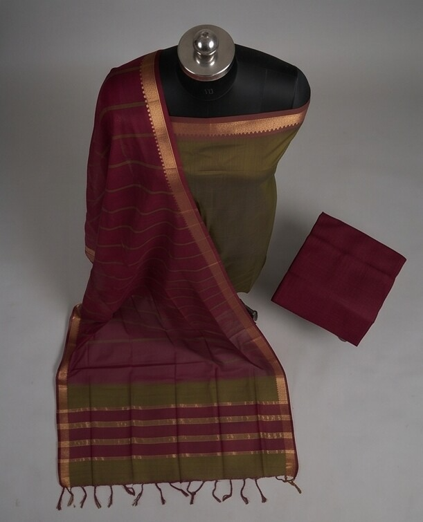HANDLOOM COTTON NIZAM BORDER - Maroon