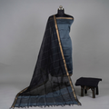 Handloom Silk Nizam Border Chudi Set - Grey Black