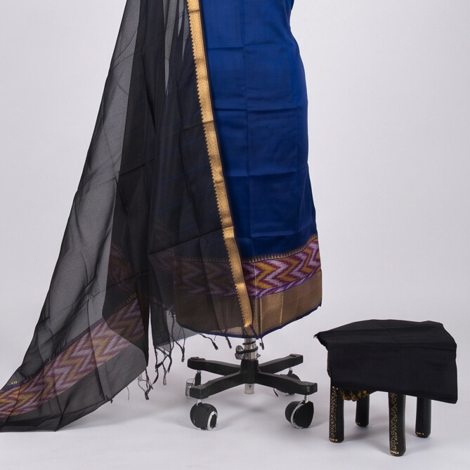 Handloom Silk Pochampally Border - Royal Blue