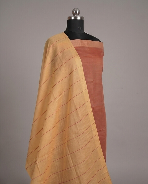 HANDLOOM COTTON CHUDI SETS - Rust with Mustard Yellow