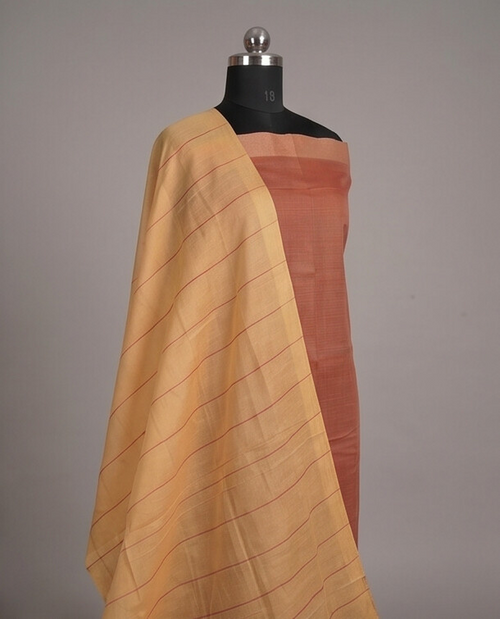 HANDLOOM COTTON CHUDI SETS - Rust with Mustard Yellow