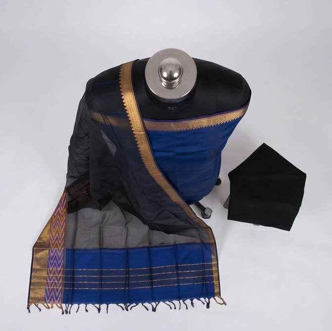 Handloom Silk Pochampally Border - Royal Blue
