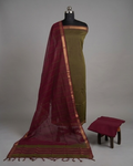 HANDLOOM COTTON NIZAM BORDER - Maroon
