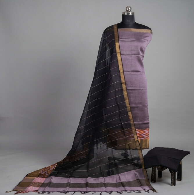 Handloom Silk Pochampally Border - Lavender Purple