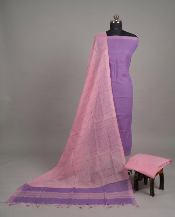 HANDLOOM COTTON CHUDI SETS - Lilac with Light Pink