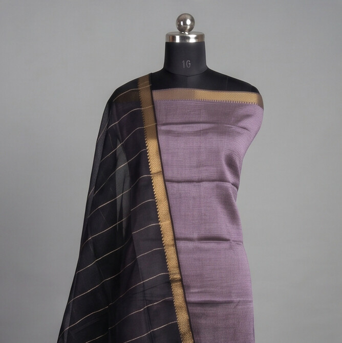 Handloom Silk Pochampally Border - Lavender Purple