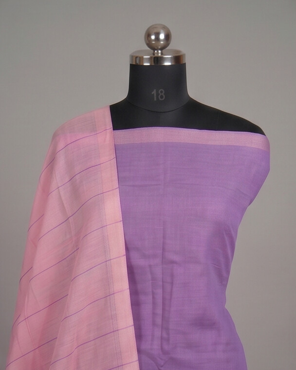 HANDLOOM COTTON CHUDI SETS - Lilac with Light Pink