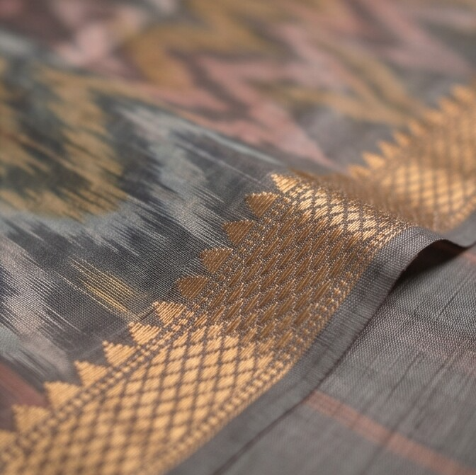 Handloom Silk Pochampally Border - Peach Pink