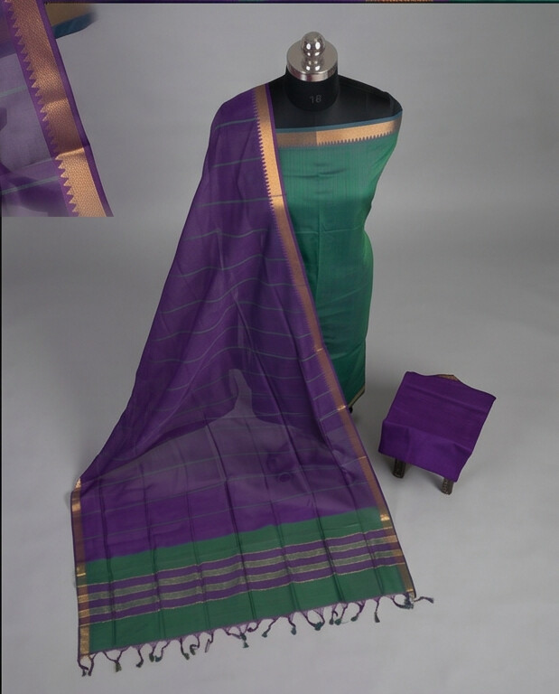 HANDLOOM COTTON NIZAM BORDER - Royal Purple