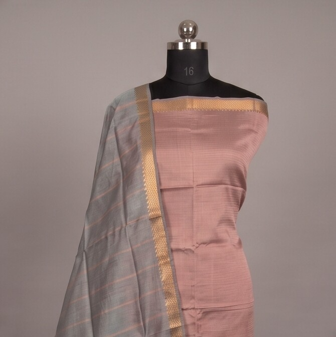 Handloom Silk Pochampally Border - Peach Pink