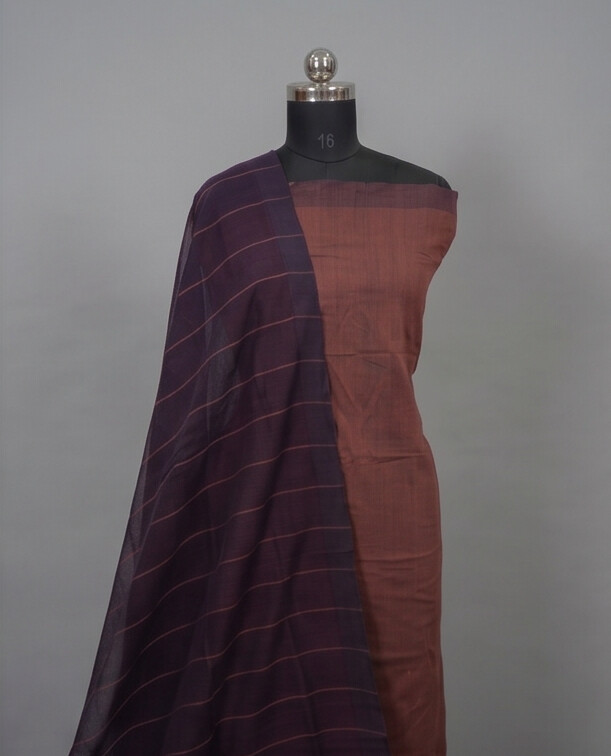HANDLOOM COTTON CHUDI SETS - Rust with Dark Purple