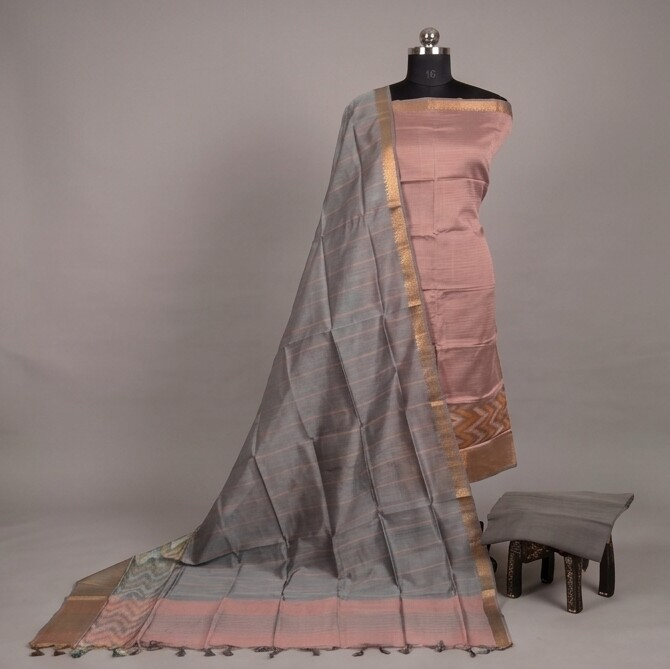 Handloom Silk Pochampally Border - Peach Pink