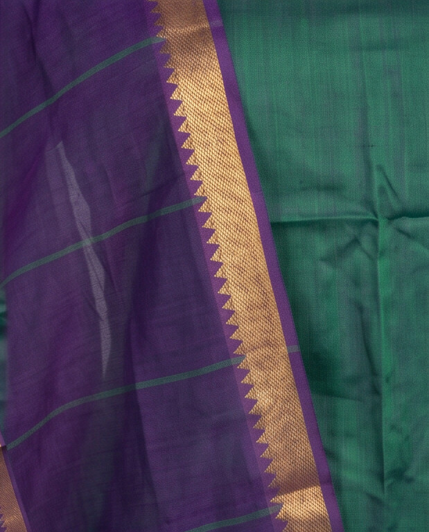 HANDLOOM COTTON NIZAM BORDER - Royal Purple