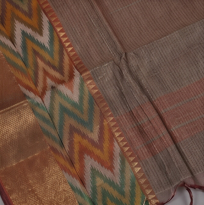 Handloom Silk Pochampally Border - Terracotta Orange