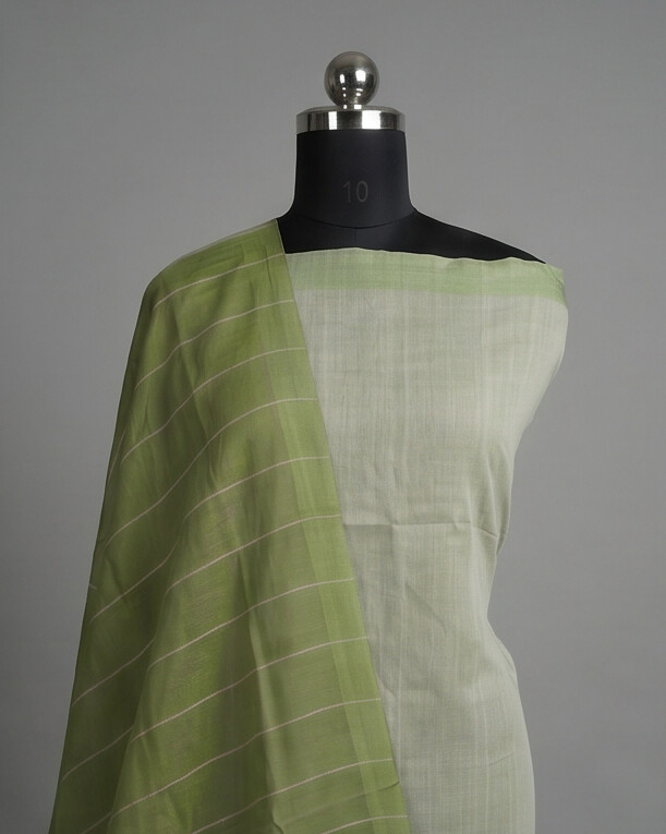 HANDLOOM COTTON CHUDI SETS - Light Olive Green with Light Green