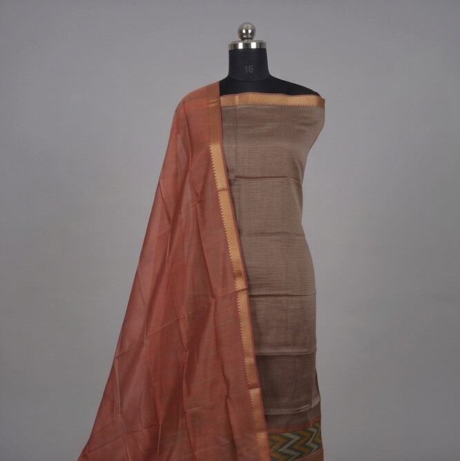 Handloom Silk Pochampally Border - Terracotta Orange